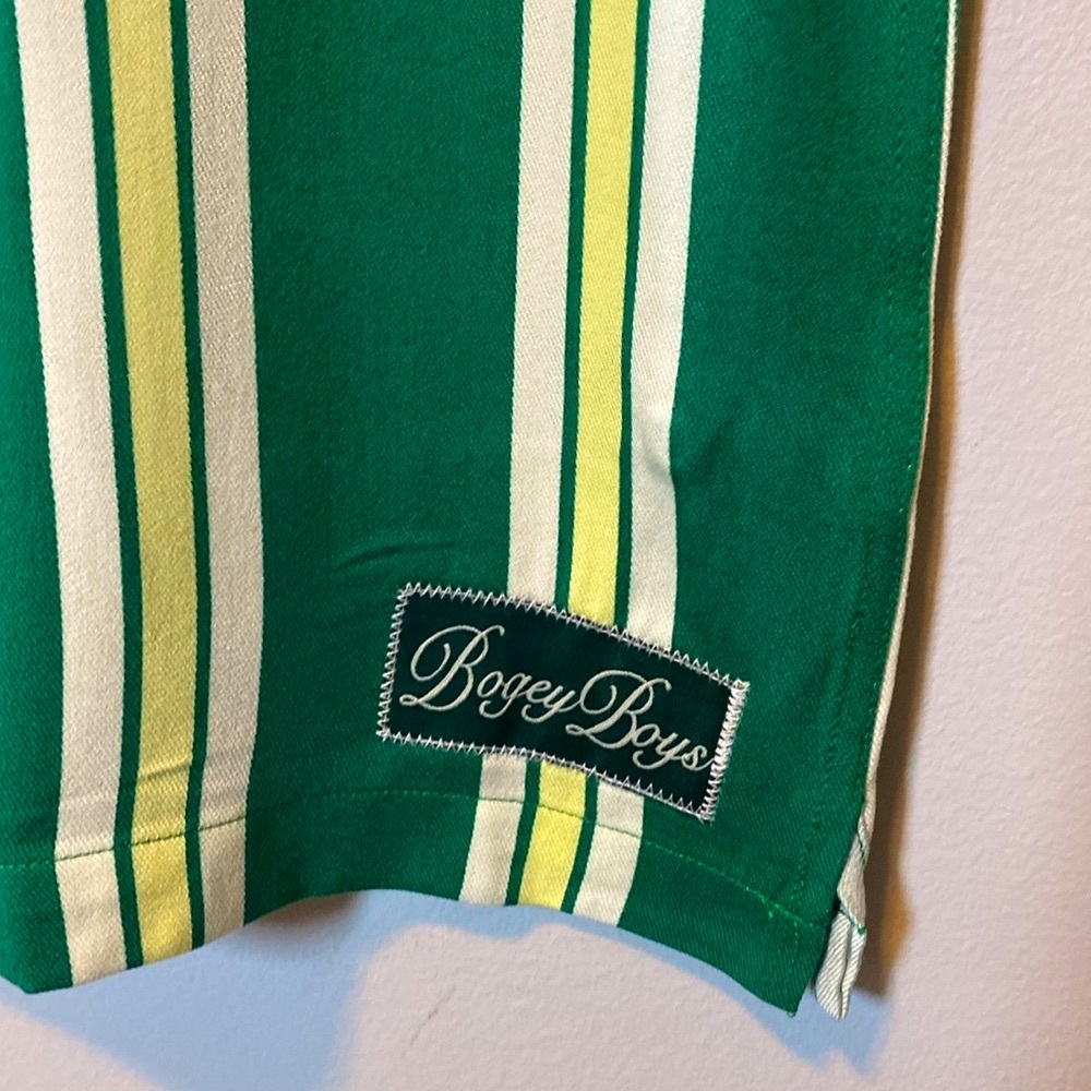 Bogey Boys Striped Button Up Shirt NEW Men's Small Green Stripe Rayon Retro Golf - Picture 5 of 12